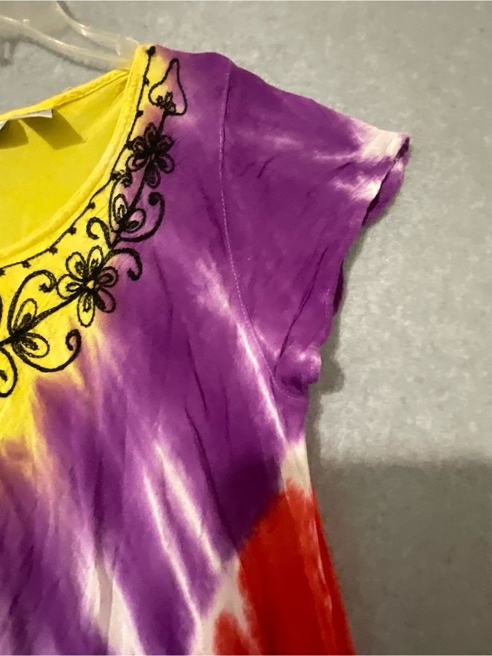 Sante classic Vibrant Tie-Dye Swing Tunic — Yellow, Purple, Red, Lime Sz OS - Picture 5 of 11